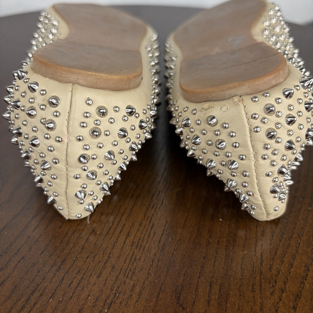 Jeffrey Campbell Martini Loafer Shoes Women's 7.5 Nude Studded Spiked Flats - Picture 14 of 16